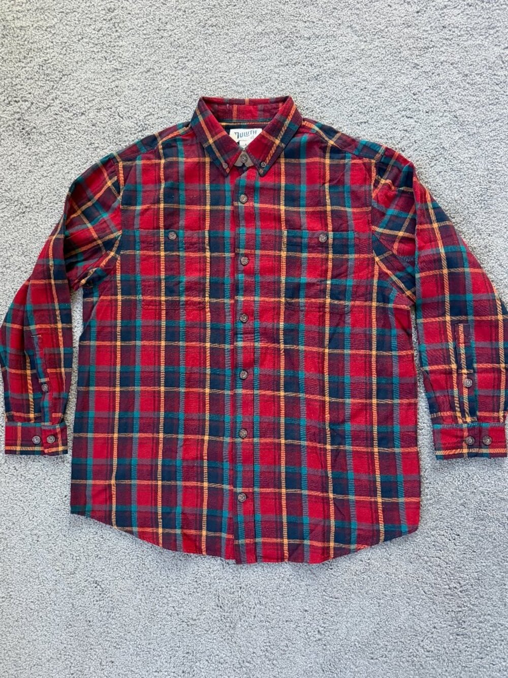 Duluth Trading Co Free Swingin Flannel Shirt Mens L Relaxed Fit NWT Red Plaid